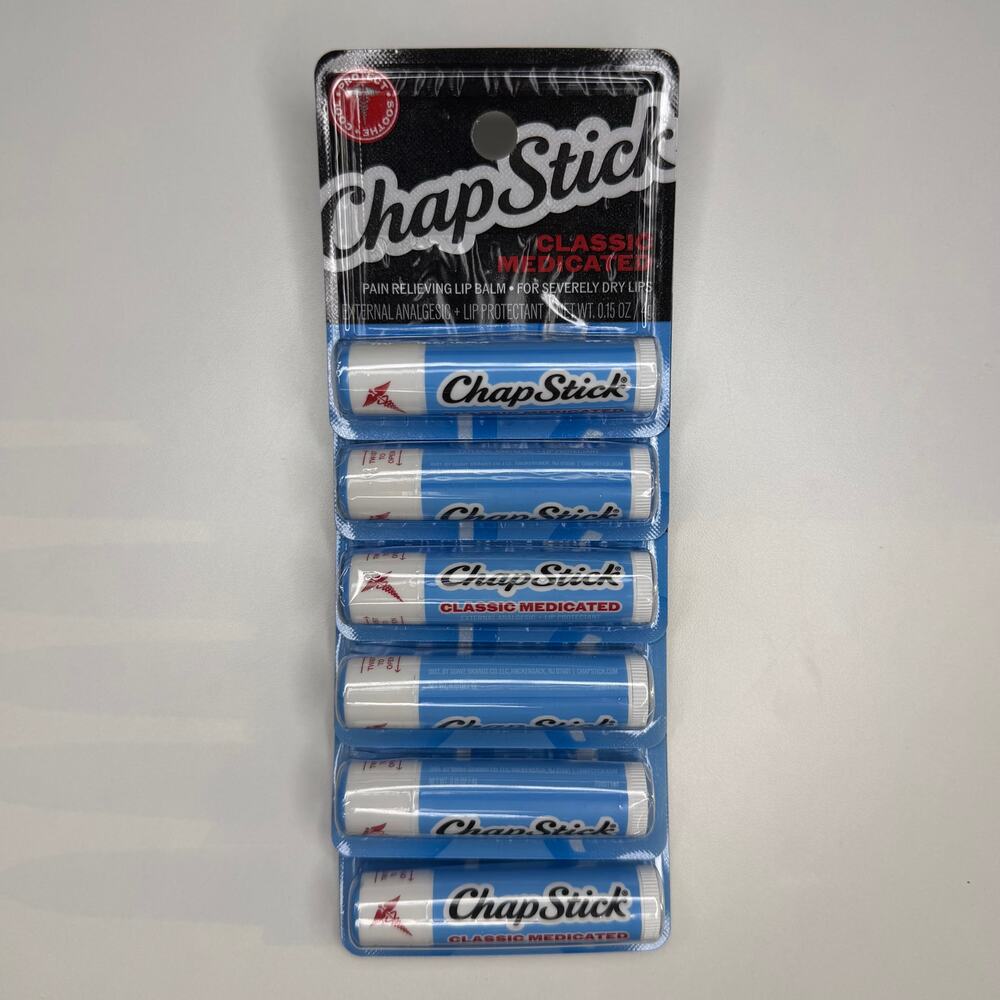SET OF 6 — ChapStick Classic Medicated Lip Balm & Skin Protectant Tube — 0.15 oz